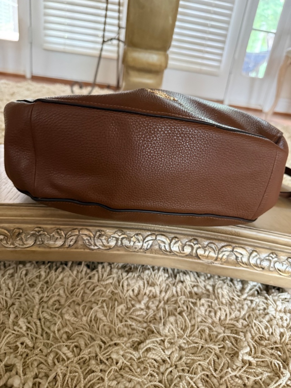 Coach Elle Slouchy Hobo Saddle Bag Brown Pebbled Leather Gold Hardware F31399 - Picture 9 of 15